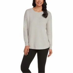 Matty M Honeycomb Sweater Grey Women's Size XL Cotton Neutral